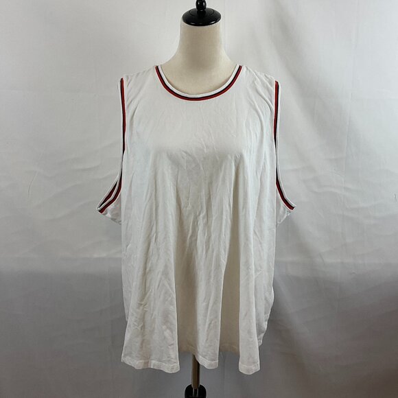 Universal Standard Top 3X White Blue Red Trim Sleeveless - Picture 1 of 11